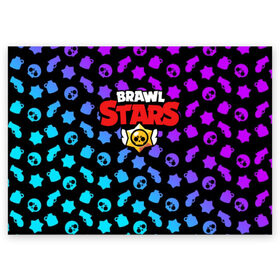 Поздравительная открытка с принтом BRAWL STARS в городе Новоалтайск, 100% бумага | плотность бумаги 280 г/м2, матовая, на обратной стороне линовка и место для марки
 | Тематика изображения на принте: 8 bit | 8 бит | bibi | brawl stars | crow | el brown | leon | leon shark | max | mr.p | sally leon | shark | stars | virus | werewolf | акула | биби | вирус | ворон | леон | оборотень | пингвин