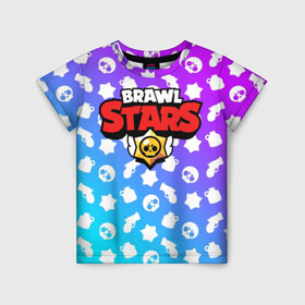 Детская футболка 3D с принтом BRAWL STARS в городе Новоалтайск, 100% гипоаллергенный полиэфир | прямой крой, круглый вырез горловины, длина до линии бедер, чуть спущенное плечо, ткань немного тянется | android | brawl stars | games | mobile game | stars | игры | мобильные игры