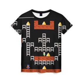 Женская футболка 3D с принтом Lode runner 2 в городе Новоалтайск, 100% полиэфир ( синтетическое хлопкоподобное полотно) | прямой крой, круглый вырез горловины, длина до линии бедер | lode runner | nintendo | nintendo nes | old game | pixel | денди | лодераннер | луд раннер | платформер | приставка | старые игры