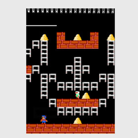 Скетчбук с принтом Lode runner 2 в городе Новоалтайск, 100% бумага
 | 48 листов, плотность листов — 100 г/м2, плотность картонной обложки — 250 г/м2. Листы скреплены сверху удобной пружинной спиралью | lode runner | nintendo | nintendo nes | old game | pixel | денди | лодераннер | луд раннер | платформер | приставка | старые игры