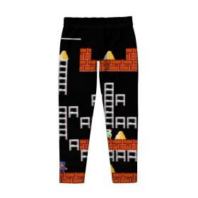 Детские леггинсы 3D с принтом Lode runner 2 в городе Новоалтайск, полиэстер 85%, спандекс 15% | эластичный пояс, зауженный крой | lode runner | nintendo | nintendo nes | old game | pixel | денди | лодераннер | луд раннер | платформер | приставка | старые игры