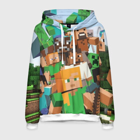 Мужская толстовка 3D с принтом MINECRAFT в городе Новоалтайск, 100% полиэстер | двухслойный капюшон со шнурком для регулировки, мягкие манжеты на рукавах и по низу толстовки, спереди карман-кенгуру с мягким внутренним слоем. | blade | blocks | creeper | cubes | game | ken | mine craft | minecraft | mobs | sword | игры | крипер | майн крафт | майнкрафт | моб