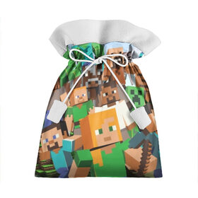 Подарочный 3D мешок с принтом MINECRAFT в городе Новоалтайск, 100% полиэстер | Размер: 29*39 см | Тематика изображения на принте: blade | blocks | creeper | cubes | game | ken | mine craft | minecraft | mobs | sword | игры | крипер | майн крафт | майнкрафт | моб