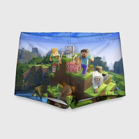 Детские купальные плавки 3D с принтом MINECRAFT в городе Новоалтайск, Полиэстер 85%, Спандекс 15% | Слитный крой, подклад по переду изделия, узкие бретели | blade | blocks | creeper | cubes | game | ken | mine craft | minecraft | mobs | sword | игры | крипер | майн крафт | майнкрафт | моб