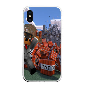 Чехол для iPhone XS Max матовый с принтом MINECRAFT в городе Новоалтайск, Силикон | Область печати: задняя сторона чехла, без боковых панелей | blade | blocks | creeper | cubes | game | ken | mine craft | minecraft | mobs | sword | игры | крипер | майн крафт | майнкрафт | моб
