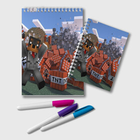 Блокнот с принтом MINECRAFT в городе Новоалтайск, 100% бумага | 48 листов, плотность листов — 60 г/м2, плотность картонной обложки — 250 г/м2. Листы скреплены удобной пружинной спиралью. Цвет линий — светло-серый
 | blade | blocks | creeper | cubes | game | ken | mine craft | minecraft | mobs | sword | игры | крипер | майн крафт | майнкрафт | моб