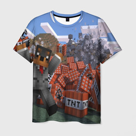 Мужская футболка 3D с принтом MINECRAFT в городе Новоалтайск, 100% полиэфир | прямой крой, круглый вырез горловины, длина до линии бедер | blade | blocks | creeper | cubes | game | ken | mine craft | minecraft | mobs | sword | игры | крипер | майн крафт | майнкрафт | моб