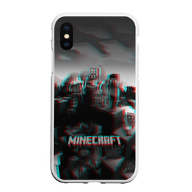 Чехол для iPhone XS Max матовый с принтом MINECRAFT GLITCH в городе Новоалтайск, Силикон | Область печати: задняя сторона чехла, без боковых панелей | blade | blocks | creeper | cubes | game | ken | mine craft | minecraft | mobs | sword | игры | крипер | майн крафт | майнкрафт | моб