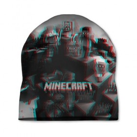 Шапка 3D с принтом MINECRAFT GLITCH в городе Новоалтайск, 100% полиэстер | универсальный размер, печать по всей поверхности изделия | blade | blocks | creeper | cubes | game | ken | mine craft | minecraft | mobs | sword | игры | крипер | майн крафт | майнкрафт | моб
