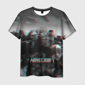 Мужская футболка 3D с принтом MINECRAFT GLITCH в городе Новоалтайск, 100% полиэфир | прямой крой, круглый вырез горловины, длина до линии бедер | blade | blocks | creeper | cubes | game | ken | mine craft | minecraft | mobs | sword | игры | крипер | майн крафт | майнкрафт | моб