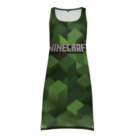Платье-майка 3D с принтом MINECRAFT  в городе Новоалтайск, 100% полиэстер | полуприлегающий силуэт, широкие бретели, круглый вырез горловины, удлиненный подол сзади. | blade | blocks | creeper | cubes | game | ken | mine craft | minecraft | mobs | sword | игры | крипер | майн крафт | майнкрафт | моб