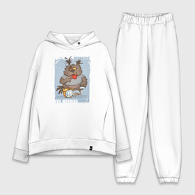 Женский костюм хлопок Oversize с принтом Утро добрым не бывает в городе Новоалтайск,  |  | bird born | гнев | злость | иллюстрация | ирония | кофе | работа | сова | сон | стресс | утро
