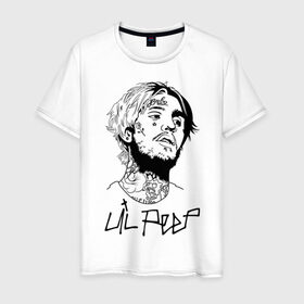 Мужская футболка хлопок с принтом Lil Peep в городе Новоалтайск, 100% хлопок | прямой крой, круглый вырез горловины, длина до линии бедер, слегка спущенное плечо. | crybaby | gustav elijah ahr | hellboy | lil peep | lilpeep | peep | rap | густав элайджа ар | лил пип | рэп | хип хоп | эмо рэп