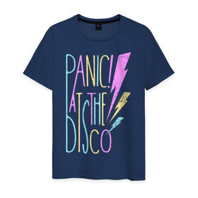 Мужская футболка хлопок с принтом Panic! At the Disco в городе Новоалтайск, 100% хлопок | прямой крой, круглый вырез горловины, длина до линии бедер, слегка спущенное плечо. | panic | panic at the disco | patd | группа | музыка | райан росс | рок