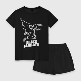 Женская пижама с шортиками хлопок с принтом Black Sabbath в городе Новоалтайск, 100% хлопок | футболка прямого кроя, шорты свободные с широкой мягкой резинкой | black sabbath | hard rock | heavy metal | блэк сабат | группы | метал | музыка | оззи осборн | рок | хард рок | хэви метал
