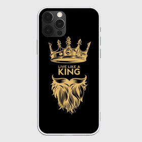 Чехол для iPhone 12 Pro Max с принтом Живи как король в городе Новоалтайск, Силикон |  | beard | black | color | cool | crown | hipster | king | lady | like | live | mustache | power | royal | strength | super | trend | yellow | борода | власть | желтый | живи | как | королевская | король | корона | круто | особа | сила | супер | тренд | усы 