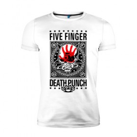 Мужская футболка премиум с принтом Five Finger Death Punch в городе Новоалтайск, 92% хлопок, 8% лайкра | приталенный силуэт, круглый вырез ворота, длина до линии бедра, короткий рукав | Тематика изображения на принте: 5fdp | ffdp | five finger death punch | metal | альтернатива | группы | метал | музыка | хеви метал