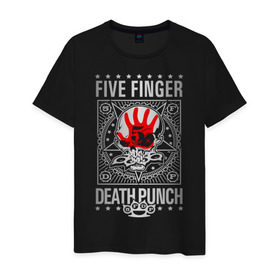 Мужская футболка хлопок с принтом Five Finger Death Punch в городе Новоалтайск, 100% хлопок | прямой крой, круглый вырез горловины, длина до линии бедер, слегка спущенное плечо. | 5fdp | ffdp | five finger death punch | metal | альтернатива | группы | метал | музыка | хеви метал