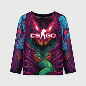 Детский лонгслив 3D с принтом CS GO Hyper Beast в городе Новоалтайск, 100% полиэстер | длинные рукава, круглый вырез горловины, полуприлегающий силуэт
 | 2019 | computer game | counter strike | cs | cs go | csgo | dota | dota2 | game | howl | hyperbeast | warning | автомат | вой | го | игрок | компьютерная игра | контр страйк | контра | кс | оружие | турнир