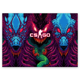 Поздравительная открытка с принтом CS GO Hyper Beast в городе Новоалтайск, 100% бумага | плотность бумаги 280 г/м2, матовая, на обратной стороне линовка и место для марки
 | 2019 | computer game | counter strike | cs | cs go | csgo | dota | dota2 | game | howl | hyperbeast | warning | автомат | вой | го | игрок | компьютерная игра | контр страйк | контра | кс | оружие | турнир