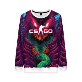 Женский свитшот 3D с принтом CS GO Hyper Beast в городе Новоалтайск, 100% полиэстер с мягким внутренним слоем | круглый вырез горловины, мягкая резинка на манжетах и поясе, свободная посадка по фигуре | 2019 | computer game | counter strike | cs | cs go | csgo | dota | dota2 | game | howl | hyperbeast | warning | автомат | вой | го | игрок | компьютерная игра | контр страйк | контра | кс | оружие | турнир