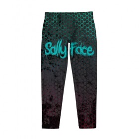 Детские леггинсы 3D с принтом Sally Face (Соты). в городе Новоалтайск, полиэстер 85%, спандекс 15% | эластичный пояс, зауженный крой | face | game | horror | larry | sally | sally face | sanity s fall | игра | ларри | мальчик с протезом | салли | салли фейс | ужасы