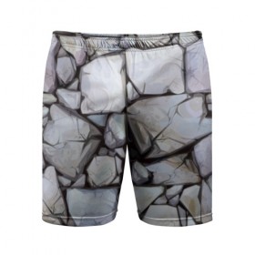 Мужские шорты 3D спортивные с принтом Камни в городе Новоалтайск,  |  | asphalt | boulder | composition | covering | drawing | gray | nature | stone | wall | асфальт | валун | камень | композиция | покрытие | природа | рисунок | серый | стена