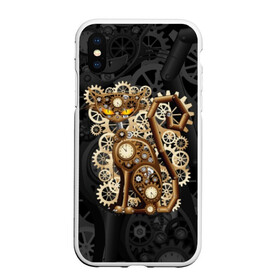 Чехол для iPhone XS Max матовый с принтом Кошка в стиле стимпанк в городе Новоалтайск, Силикон | Область печати: задняя сторона чехла, без боковых панелей | Тематика изображения на принте: brow | cat | cats | cool | eyes | gear | iron | kitty | meow | punk | steel | style | tail | vintage | yellow | винт | винтаж | время | гайка | глаза | графика | железо | желтый | когти | колесо | коричневый | котики | котэ | кошка | лапы | механизм | мор