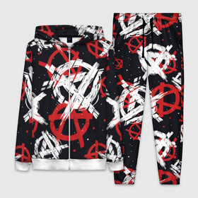Женский костюм 3D с принтом Анархия в городе Новоалтайск,  |  | anarchy | black | color | dots | emblem | red | sign | symbol | white | анархия | белый | знак | красный | символ | точки | цвет | черный | эмблема