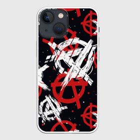 Чехол для iPhone 13 mini с принтом Анархия в городе Новоалтайск,  |  | anarchy | black | color | dots | emblem | red | sign | symbol | white | анархия | белый | знак | красный | символ | точки | цвет | черный | эмблема