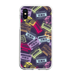 Чехол для iPhone XS Max матовый с принтом Разноцветные кассеты в городе Новоалтайск, Силикон | Область печати: задняя сторона чехла, без боковых панелей | Тематика изображения на принте: audio | drawing | green | mauve | multicolored | music | purple | retro | turquoise | vintage | yellow | аудио | бирюза | винтаж | желтый | зеленый | кассета | лиловый | музыка | разноцветные | ретро | рисунок | фиолетовый