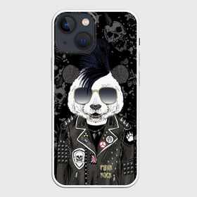 Чехол для iPhone 13 mini с принтом Панда в косухе в городе Новоалтайск,  |  | anarchy | bear | color | cool | icon | jacket | mohawk | music | panda | piercing | punk | purple | rock | skull | white | аксессуар | анархия | белый | значок | ирокез | круто | куртка | медведь | музыка | одежда | очки | панда | панк |