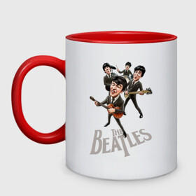 Кружка двухцветная с принтом The Beatles в городе Новоалтайск, керамика | объем — 330 мл, диаметр — 80 мм. Цветная ручка и кайма сверху, в некоторых цветах — вся внутренняя часть | george harrison | john lennon | paul mccartney | psychedelic rock | ringo starr | the beatles | англия | ансамбль | джон леннон | джордж харрисон | пол маккартни | психоделический рок | ринго старр