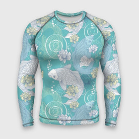 Мужской рашгард 3D с принтом Карпы Кои в городе Новоалтайск,  |  | blue | bubbles | carp koi | fauna | fin | fish | flora | flower | green | japan | japanese | lake | lotus | plant | pond | scales | tail | water | white | белый | вода | зелёный | карп кои | лотос | озеро | плавник | пруд | пузыри | растение | р