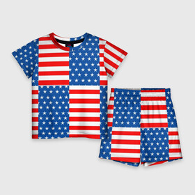 Детский костюм с шортами 3D с принтом США в городе Новоалтайск,  |  | flag | stars | usa | usa flag | америка | американский флаг | звезды | надписи | полосы | сша | флаг | флаг сша
