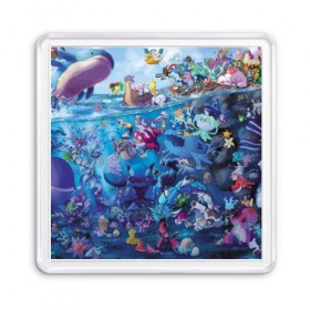 Магнит 55*55 с принтом Water-Type Pokemon в городе Новоалтайск, Пластик | Размер: 65*65 мм; Размер печати: 55*55 мм | detective pikachu | instinct | mystic | pikachu | pokeball | pokemon | pokemon go | valor | вейлор | детектив пикачу | инстинкт | мистик | пикачу | покебол | покемон | покемон гоу