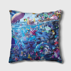 Подушка 3D с принтом Water-Type Pokemon в городе Новоалтайск, наволочка – 100% полиэстер, наполнитель – холлофайбер (легкий наполнитель, не вызывает аллергию). | состоит из подушки и наволочки. Наволочка на молнии, легко снимается для стирки | detective pikachu | instinct | mystic | pikachu | pokeball | pokemon | pokemon go | valor | вейлор | детектив пикачу | инстинкт | мистик | пикачу | покебол | покемон | покемон гоу
