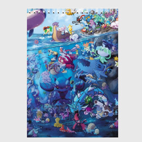 Скетчбук с принтом Water-Type Pokemon в городе Новоалтайск, 100% бумага
 | 48 листов, плотность листов — 100 г/м2, плотность картонной обложки — 250 г/м2. Листы скреплены сверху удобной пружинной спиралью | detective pikachu | instinct | mystic | pikachu | pokeball | pokemon | pokemon go | valor | вейлор | детектив пикачу | инстинкт | мистик | пикачу | покебол | покемон | покемон гоу