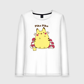 Женский лонгслив хлопок с принтом Pika Pika в городе Новоалтайск, 100% хлопок |  | detective pikachu | instinct | mystic | pikachu | pokeball | pokemon | pokemon go | valor | вейлор | детектив пикачу | инстинкт | мистик | пикачу | покебол | покемон | покемон го