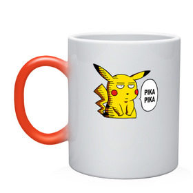 Кружка хамелеон с принтом Pika Pika Okay в городе Новоалтайск, керамика | меняет цвет при нагревании, емкость 330 мл | detective pikachu | one punch man | pikachu | pokeball | pokemon | pokemon go | ван панч мен | детектив пикачу | пикачу | покебол | покемон | покемон го