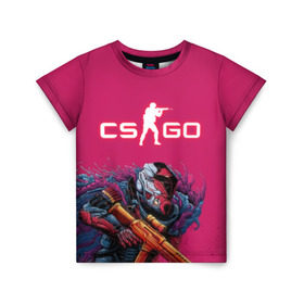 Детская футболка 3D с принтом CS GO Hyper Beast в городе Новоалтайск, 100% гипоаллергенный полиэфир | прямой крой, круглый вырез горловины, длина до линии бедер, чуть спущенное плечо, ткань немного тянется | 2019 | computer game | counter strike | cs | cs go | csgo | dota | dota2 | game | howl | hyperbeast | warning | автомат | вой | го | игрок | компьютерная игра | контр страйк | контра | кс | оружие | турнир