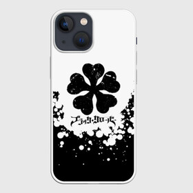 Чехол для iPhone 13 mini с принтом Логотип Черный Клевер точечный фон в городе Новоалтайск,  |  | Тематика изображения на принте: asta | black clover | dream knights | noel | quartet knights | yami | аниме | анимэ | аста | буракку куро:ба | демон | король магов | манга | черный бык | чёрный клевер | юно