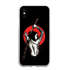 Чехол для iPhone XS Max матовый с принтом Девушка с мечом в городе Новоалтайск, Силикон | Область печати: задняя сторона чехла, без боковых панелей | Тематика изображения на принте: beauty | black | brunette | cool | girl | gray | japan | japanese | mafia | red | samurai | sun | sword | tattoo | white | woman | yakuza | young | белый | брюнетка | девушка | женщина | красный | красотка | круто | мафия | меч | молодая | самурайский | с