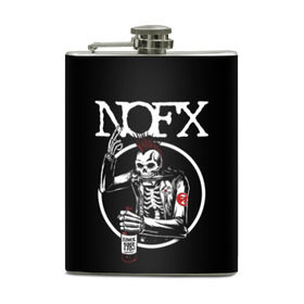 Фляга с принтом NOFX в городе Новоалтайск, металлический корпус | емкость 0,22 л, размер 125 х 94 мм. Виниловая наклейка запечатывается полностью | hardcore | nofx | punk | группы | музыка | панк | панк рок | рок | ска панк | скейт панк