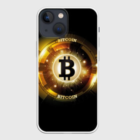Чехол для iPhone 13 mini с принтом Золотой биткоин в городе Новоалтайск,  |  | bitcoin | black | business | coin | digital | electronic | emblem | future | golden | money | power | symbol | technology | web | yellow | бизнес | биткоин | будущее | валюта | веб | власть | деньги | желтый | жетон | золотой | криптовалюта | монета | сим