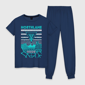 Женская пижама хлопок с принтом Northlane в городе Новоалтайск, 100% хлопок | брюки и футболка прямого кроя, без карманов, на брюках мягкая резинка на поясе и по низу штанин | discoveries | mesmer | node | northlane | singularity | группы | метал | музыка | рок