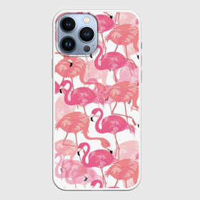 Чехол для iPhone 13 Pro Max Фламинго: в городе Новоалтайск, | | abstraction | beak | bird | coral | fauna | feathers | flamingo | flora | happiness | jungle | leaves | nature | pink | tropical | tropics | white | абстракция | белый | джунгли | клюв | коралловый | листья | перья | природа | птица | розовый | счастье |