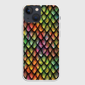 Чехол для iPhone 13 mini с принтом Чешуя дракона в городе Новоалтайск,  |  | blue | bright | colorful | cool | dragon | green | iridescent | orange | pink | purple | rainbow | red | skin | snake | брызги | волшебный | дракон | зеленый | змея | кожа | красный | красочный | оранжевый | прикольный | радуга | радужный