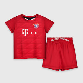 Детский костюм с шортами 3D с принтом Bayern home 19 20 в городе Новоалтайск,  |  | bayern | champions league | germany | munchen | бавария | германия | левандовски | лига чемпинов | мюнхен | рибери | роббен