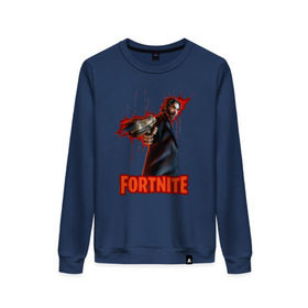 Женский свитшот хлопок с принтом John Wick Fortnite в городе Новоалтайск, 100% хлопок | прямой крой, круглый вырез, на манжетах и по низу широкая трикотажная резинка  | Тематика изображения на принте: 2019 | armor | armour | cybersport | esport | fortnite | game | john wick | llama | logo | the reaper | the reaper half fortnite | броня | джон уик | игра | киберспорт | лама | симулятор строительства | строительство | фортнайт | черный